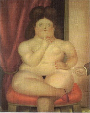 350 人の有名アーティストによるアート作品 Painting - フェルナンド・ボテロに座る女性